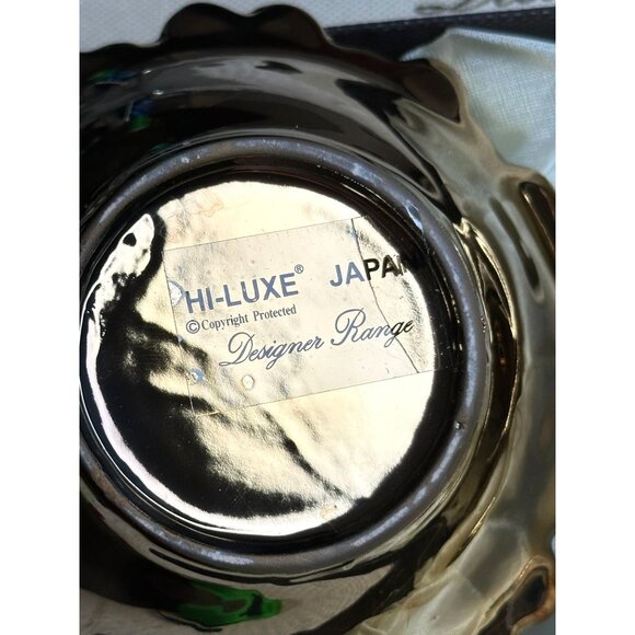 Hi Luxe Japan Designer Range 2 Pc Bowl Spoon Set White Gold Trim Tableware NOS - Picture 6 of 8